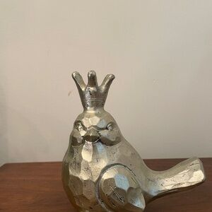 Crowned Silver Bird Sculpture